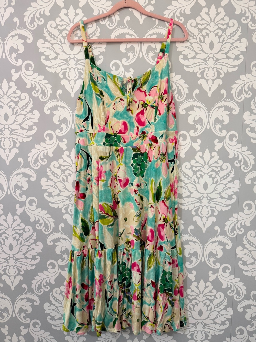 • Torrid Super Soft Jersey Tiered Watercolour Midi Dress